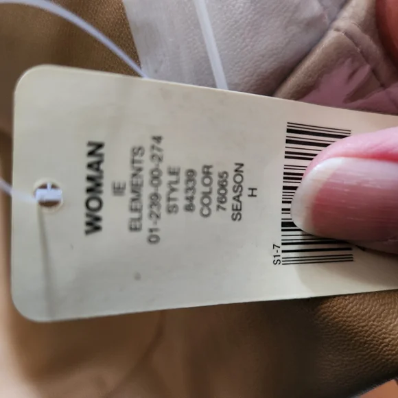 Tan Leather Jacket with Button Details - Picture 5 of 6